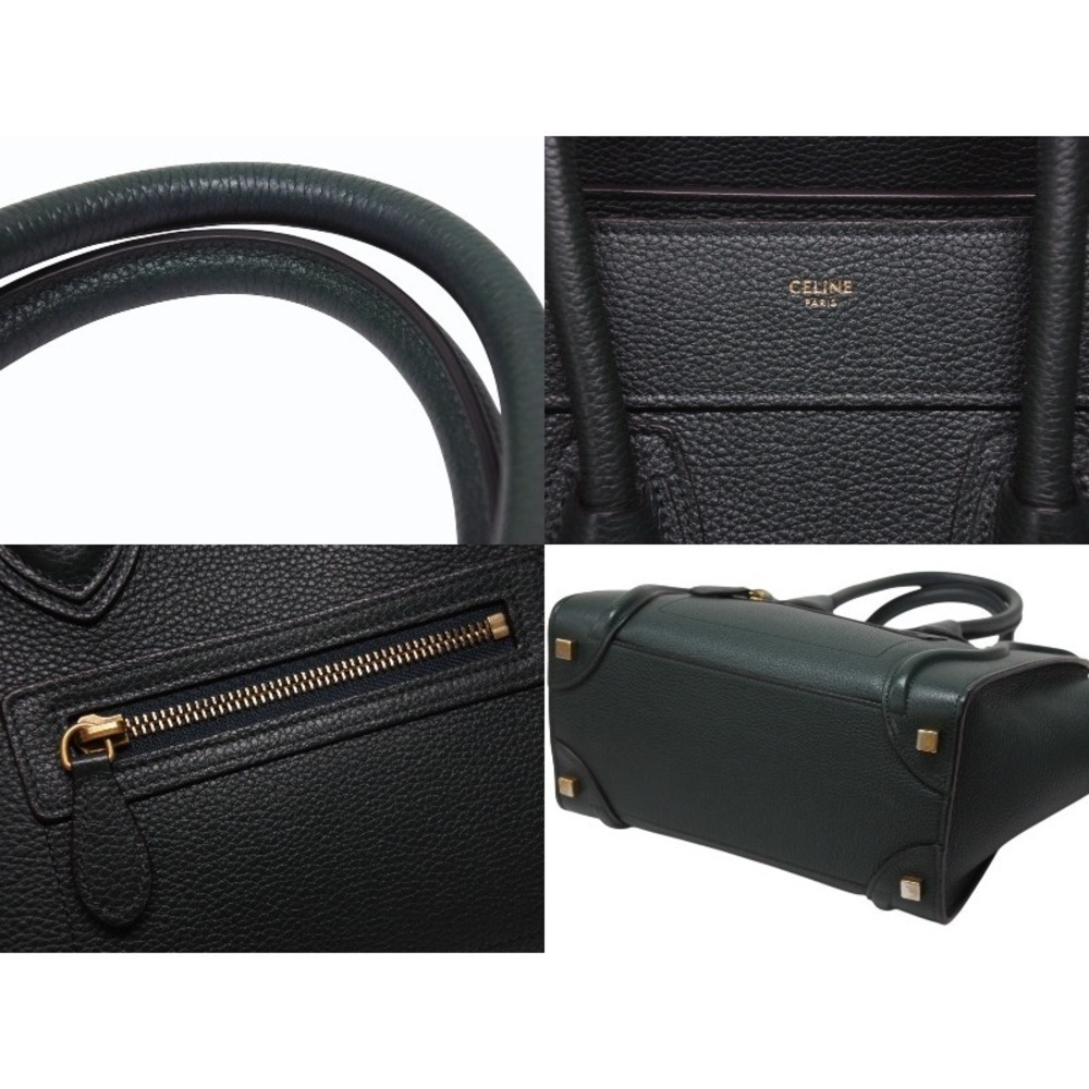 Celine Luggage Shopper handbag dark green leather - Picture 6 of 9